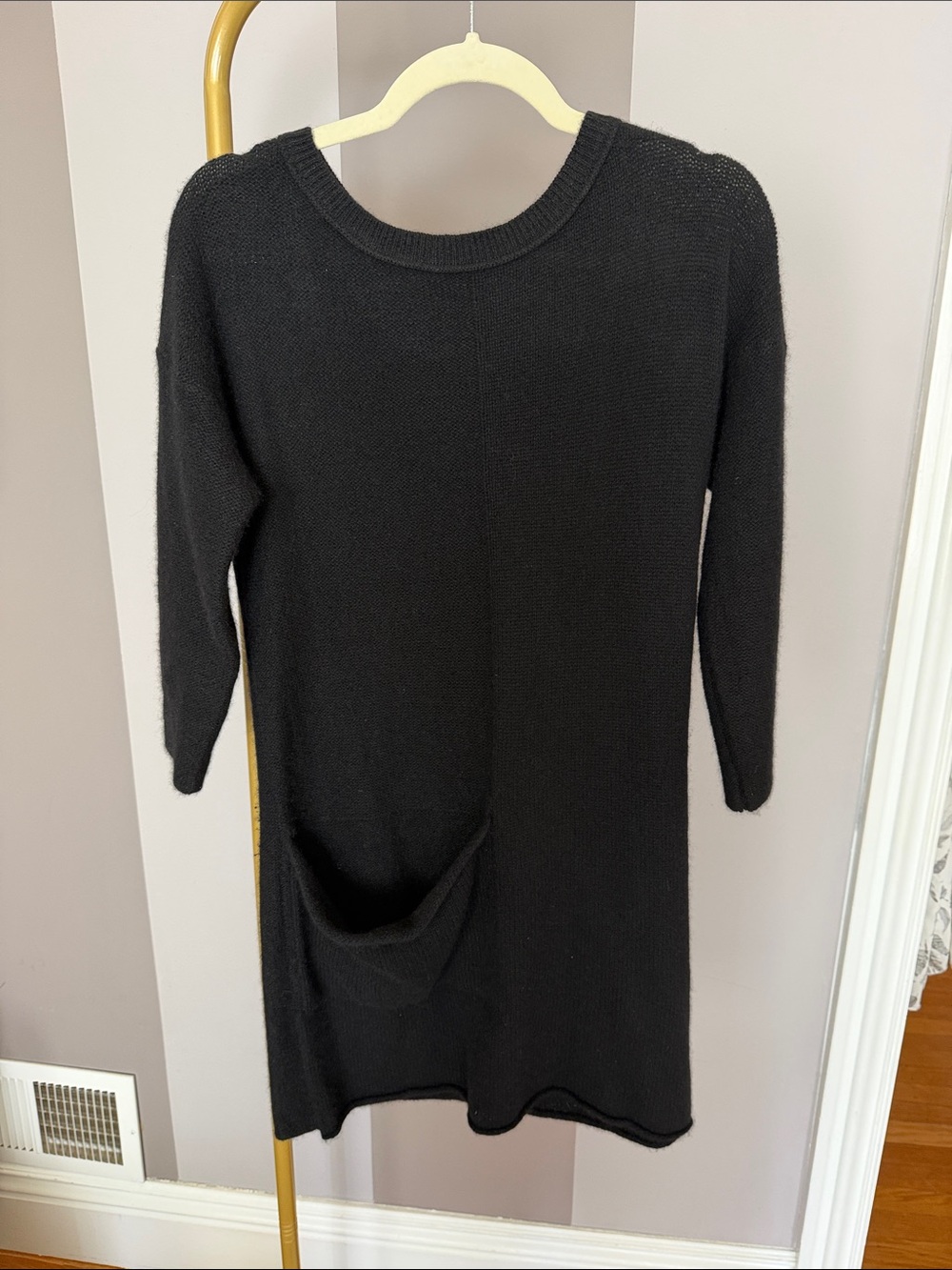 Sea Bleu Black Crewneck Pocket Cashmere Sweater Dress